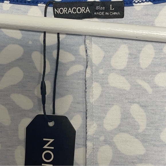Nwt NORACORA Shirt‎ Dress Blue and White Print Pattern Dress Size Large - Picture 3 of 5